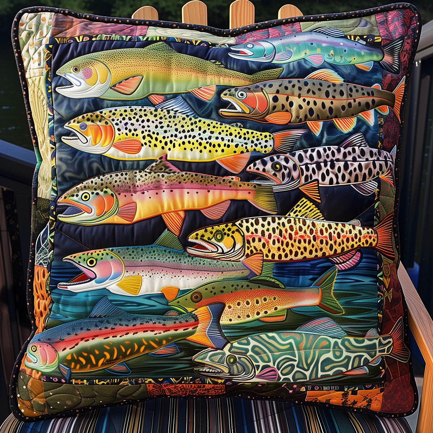 Catch Of The Day Quilted Pillow Case Angler Home Decor Gift For Fish Lover