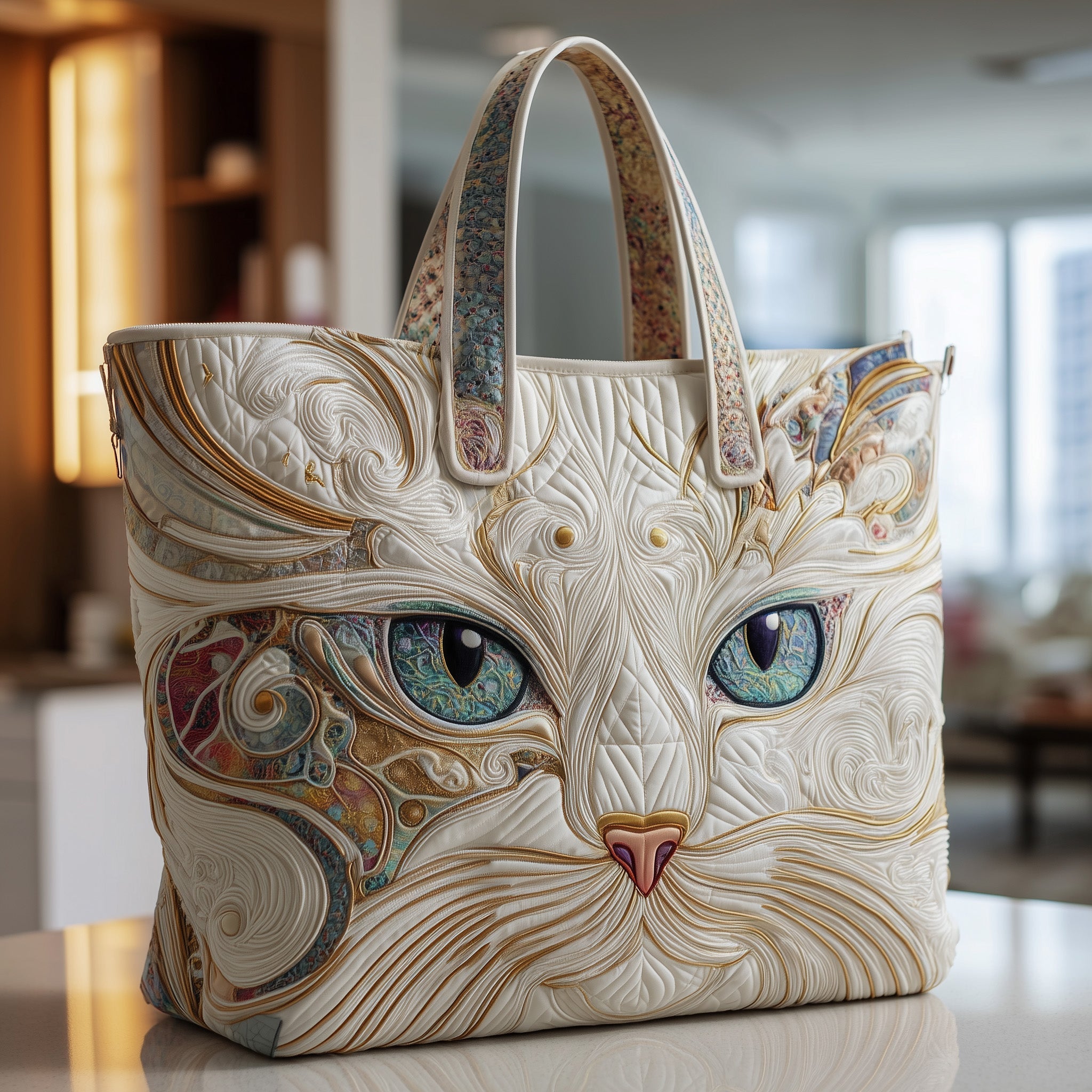 Catitude Quilted Tote Bag Cool Tote Bags For Women Cat Items For Cat Lovers