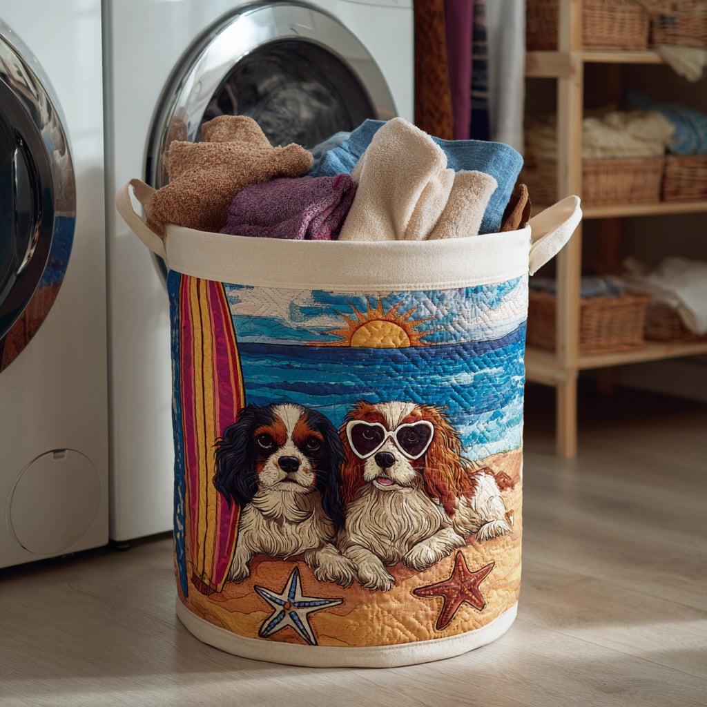 Cavalier Beach Bliss Laundry Basket Cute Family Fabric Basket Laundry Gifts For Him Her