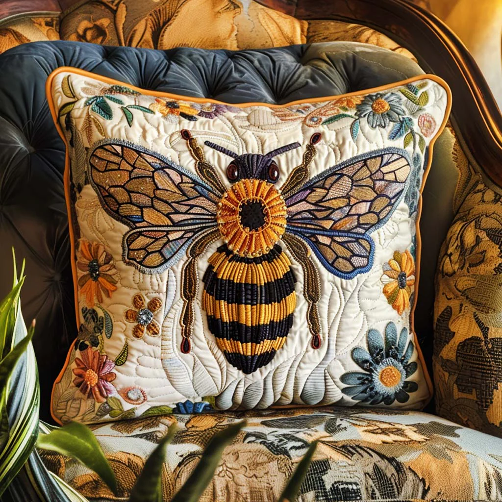 Celestial Bee Quilted Pillow Case Decorative Pillow Covers Gift For Bee Lover