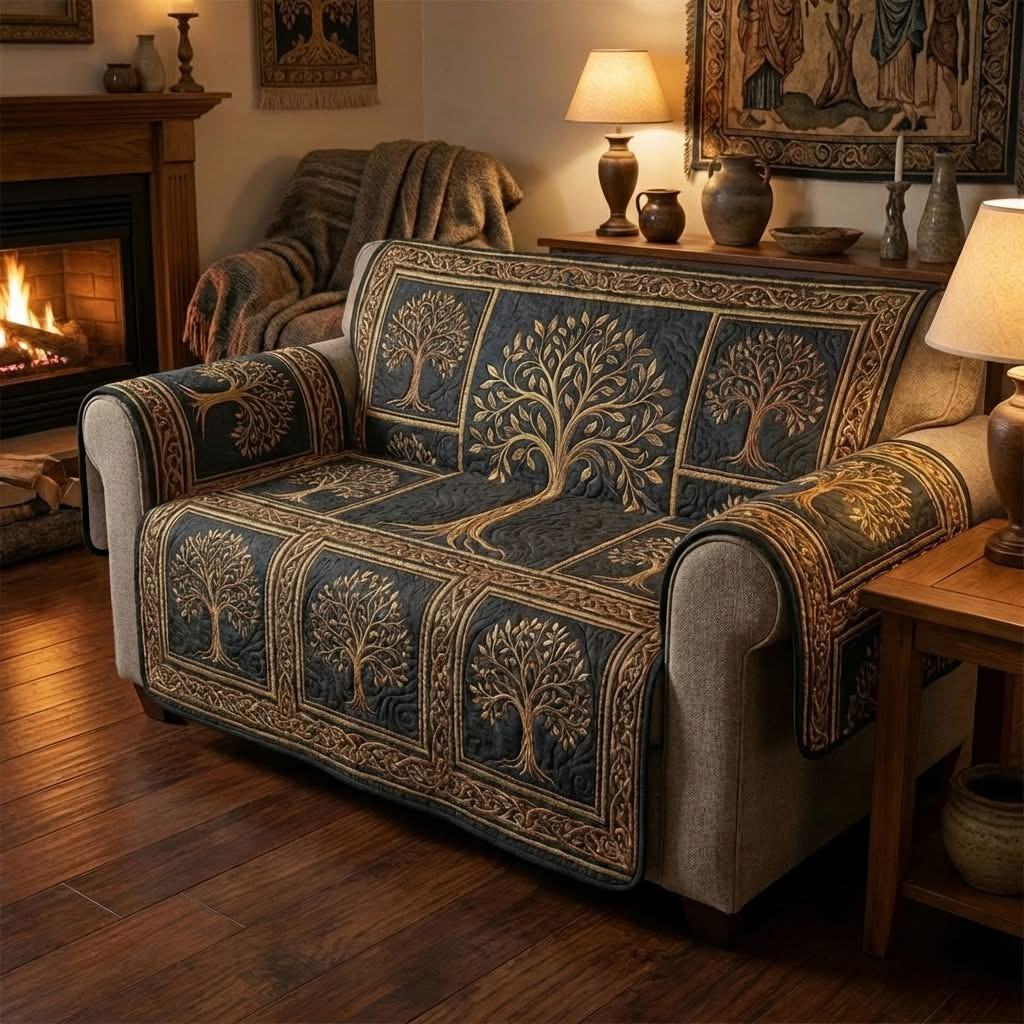 Celtic Tree Dusk Quilted Sofa Cover Boho Covers For Sofas Tree Of Life Themed Gifts