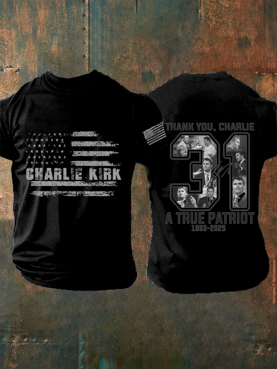 Charlie Kirk 31 Freedom Memorial Merch T-Shirt Thank You A True Patriot Shirts For Sale