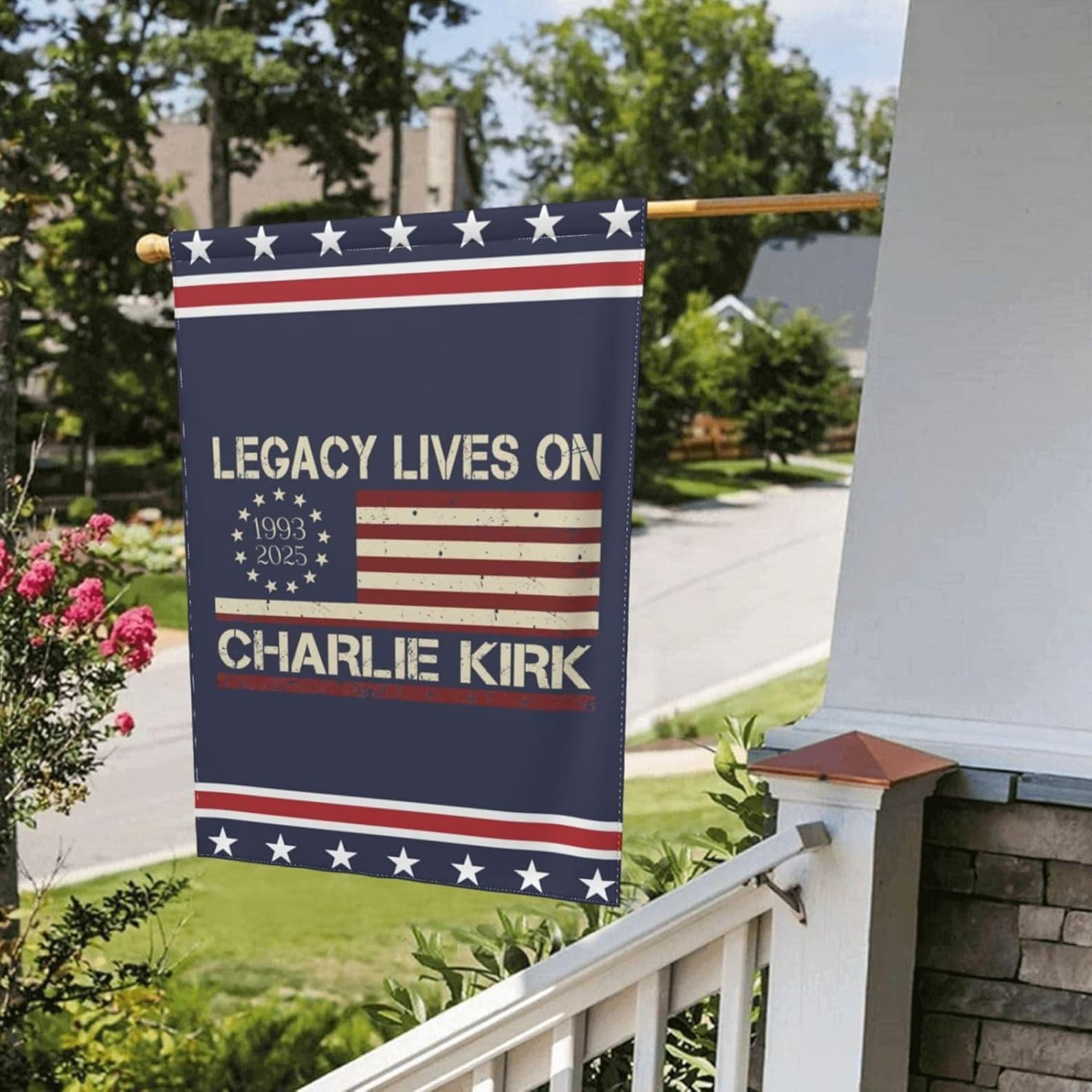 Charlie Kirk American Flag TPSSA Legacy Lives On 1993 2025 Memorial Charlie Kirk Merch