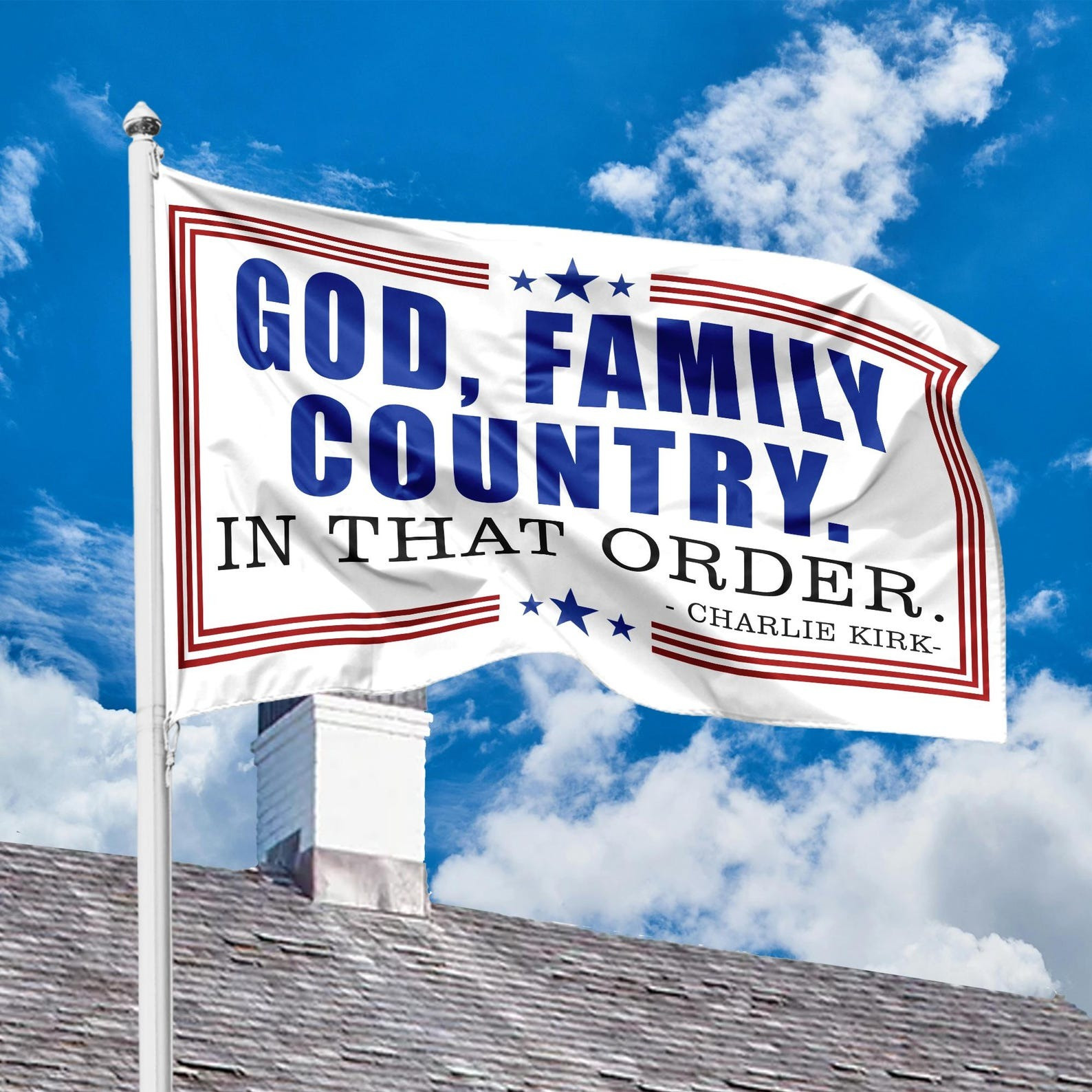 Charlie Kirk Flag God Family Country In That Order RIP Charlie Kirk Memorial Merch Store