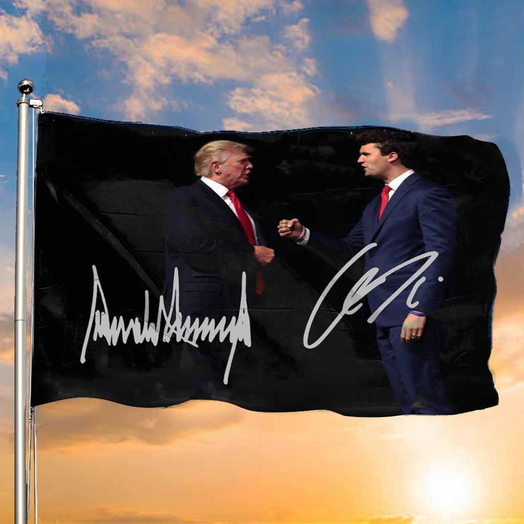 Charlie Kirk Flag Signature Signed Donald Trump With Charlie Kirk Supporters Merchandise