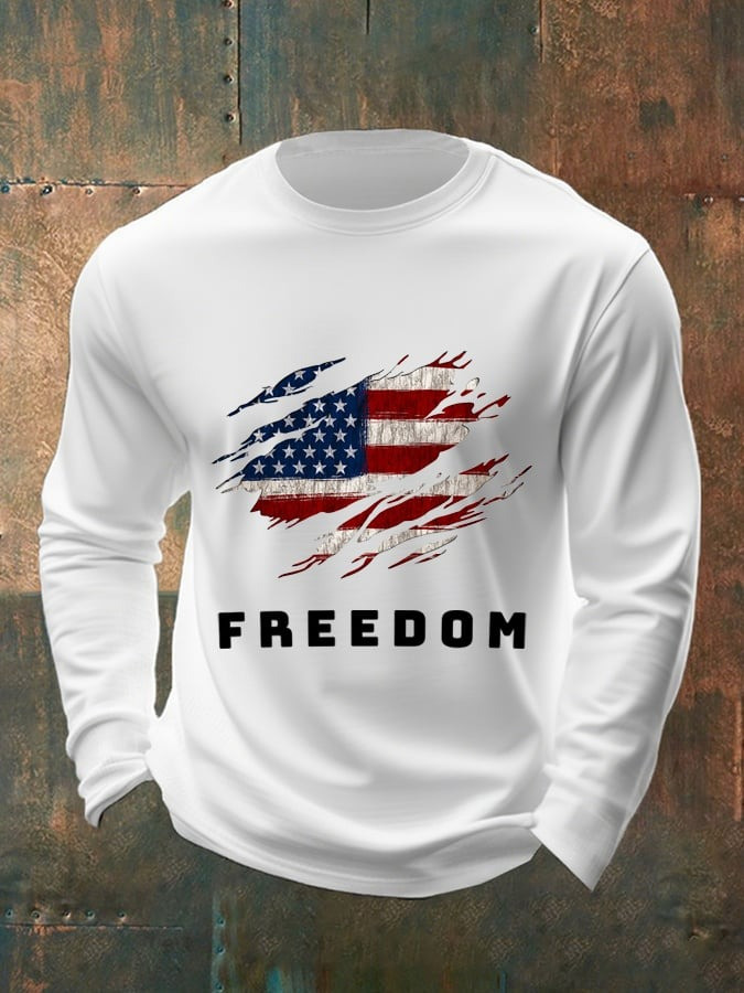 Charlie Kirk Freedom American Flag Men's Long Sleeve Shirt TPUSA Memorial Merch Apparel - Image 2