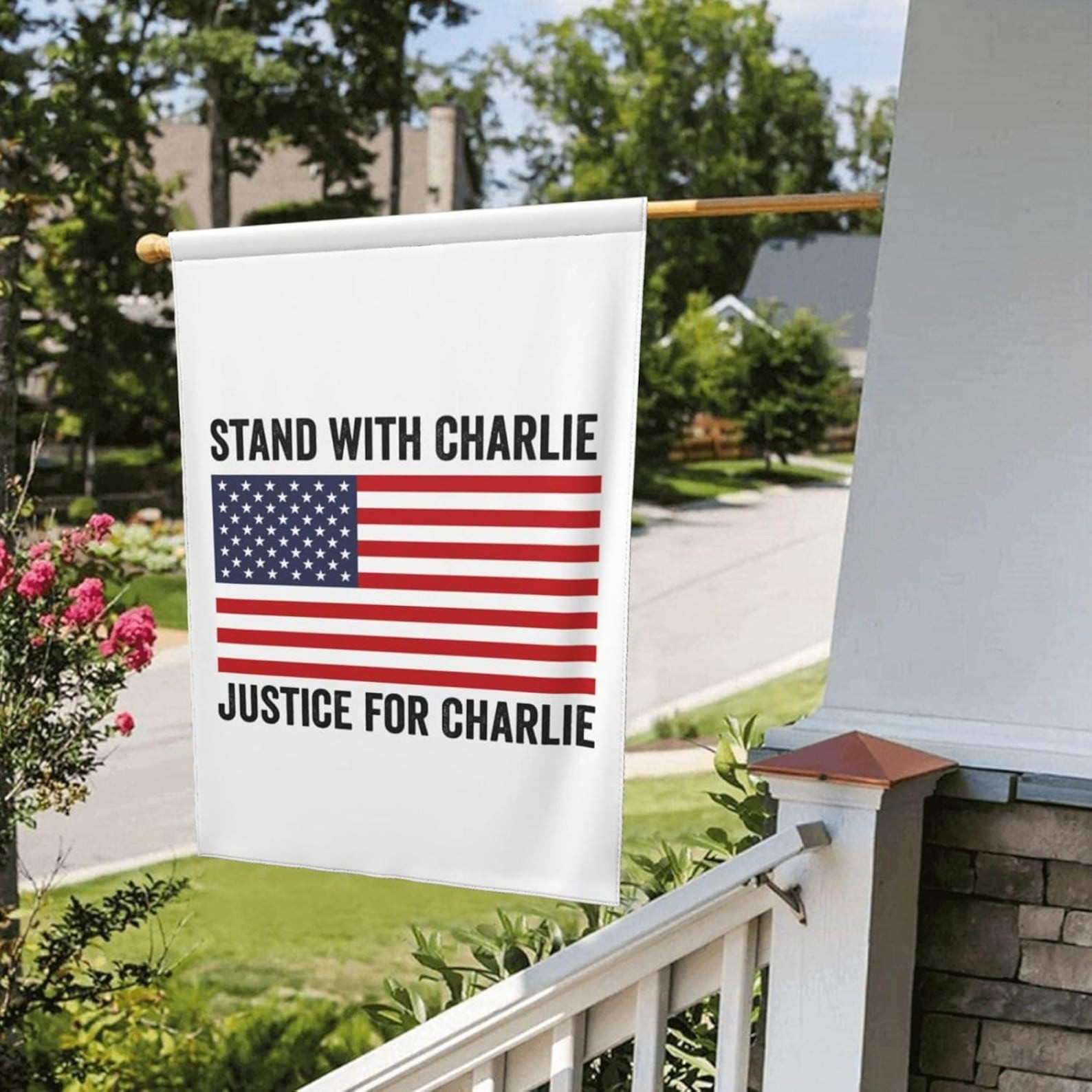 Charlie Kirk Freedom American Flag Stand With Charlie Justice For Charlie Outdoor Decor