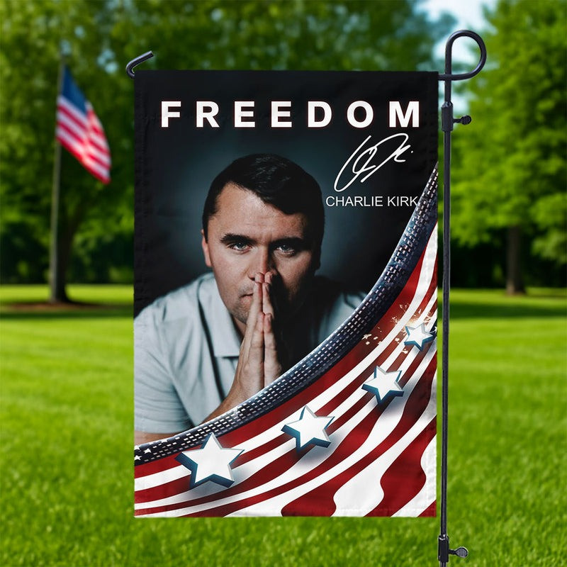 Charlie Kirk Freedom American Flag Turning Point USA Merch Signed CK Garden Decor