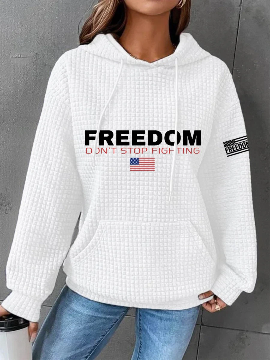Charlie Kirk Freedom Don't Stop Fighting Women's Long Sleeve Shirt Trump Support Merch - Image 5