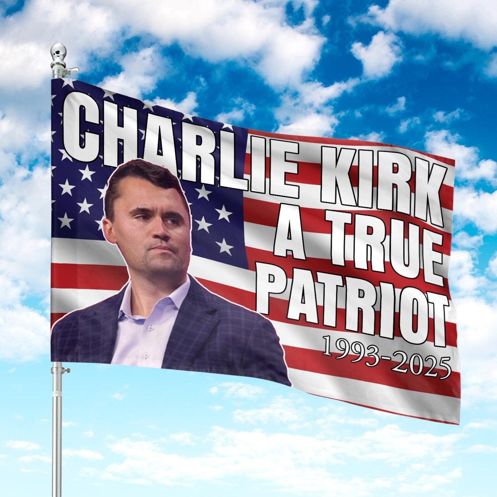 Charlie Kirk Freedom Flag Charlie Kirk A True Patriot USA Memorial Merch TPUSA Banner