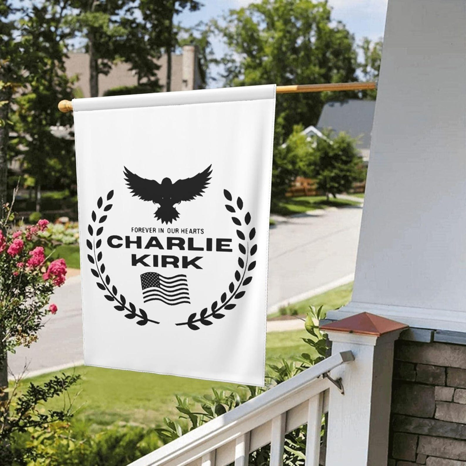 Charlie Kirk Freedom Flag Forever In Our Hearts Charlie Kirk Proud Gift For Outdoor Decor