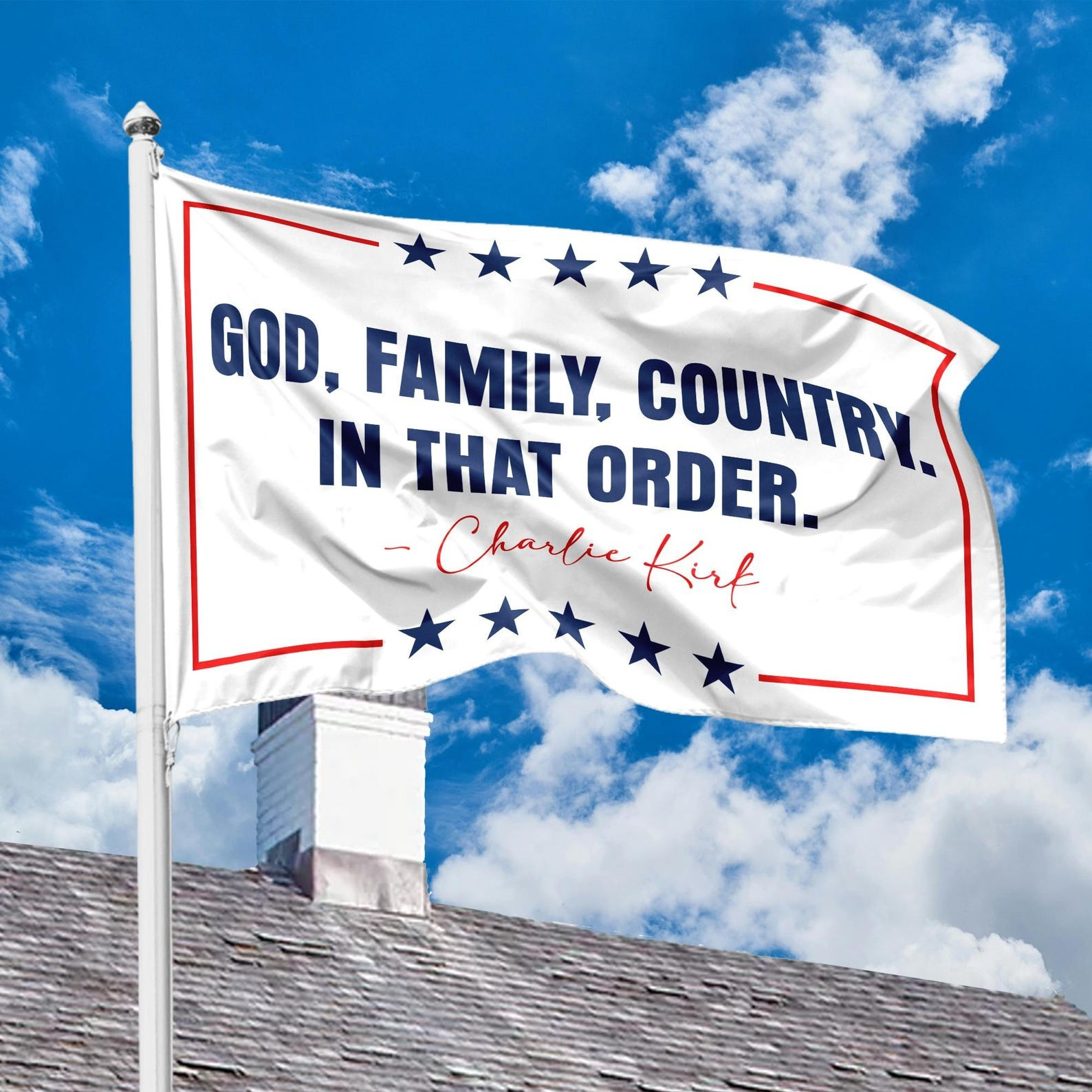 Charlie Kirk Freedom Flag God Family Country In That Order Charlie Kirk Merchandise Flag
