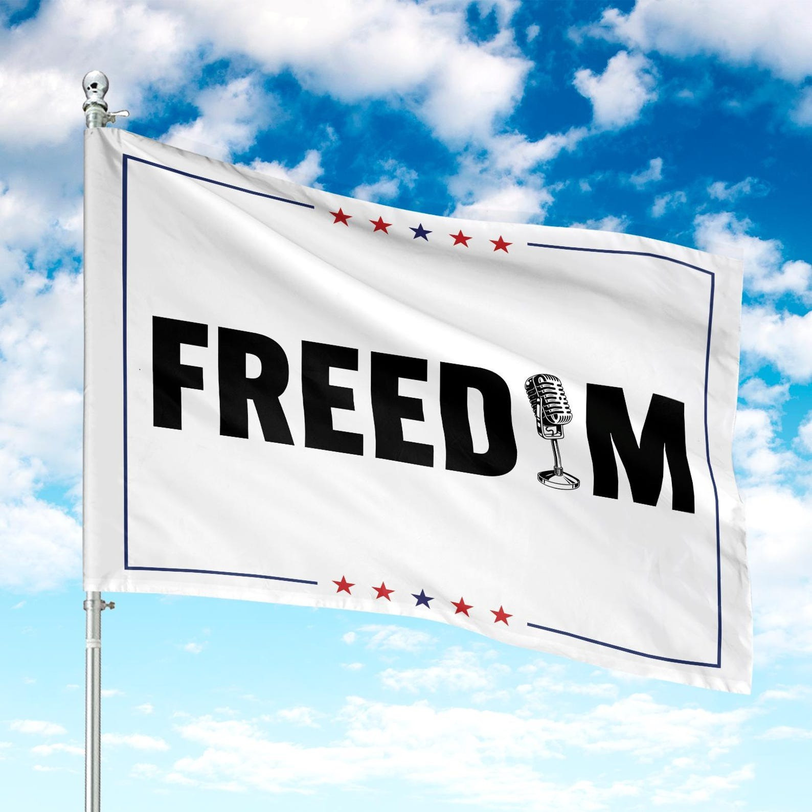 Charlie Kirk Freedom Flag Microphone RIP In Memory Of Charlie Kirk Memorial Merch Decor