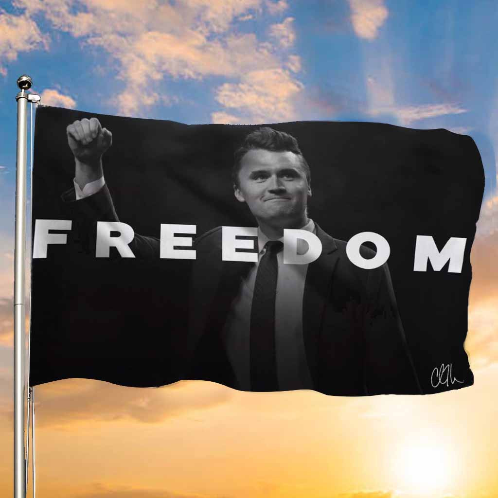 Charlie Kirk Freedom Flag Signature Signed The Turning Point USA TPUSA Memorial Merchandise