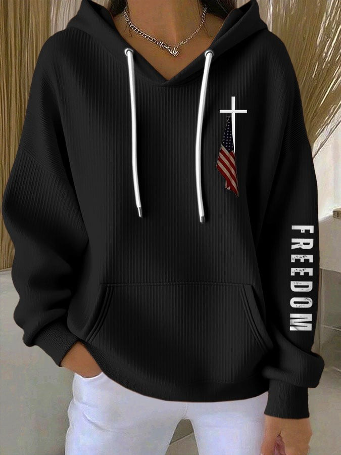 Charlie Kirk Freedom Hoodie Cross USA Flag In Loving Memory Of CK Memorial Merch Clothing