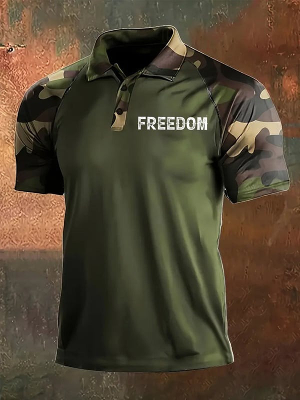 Charlie Kirk Freedom Merch Camo Men's Polo Shirt Clothes Charlie Kirk Memorial Merch - Image 2