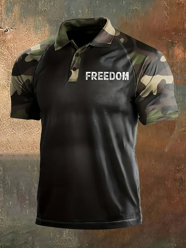 Charlie Kirk Freedom Merch Camo Men's Polo Shirt Clothes Charlie Kirk Memorial Merch