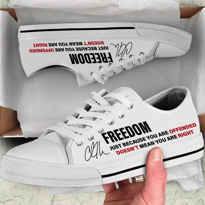 Charlie Kirk Freedom Merch Canvas Shoes Just Because You're Offended Memorial Sneakers