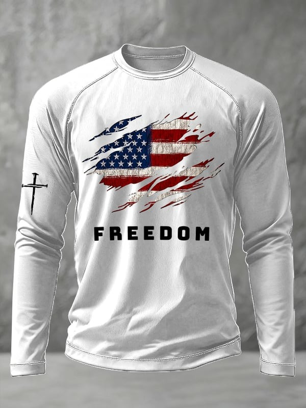 Charlie Kirk Freedom Merch Long Sleeve Shirt U.S Flag Freedom Shirt Charlie Kirk 47 Wore - Image 2