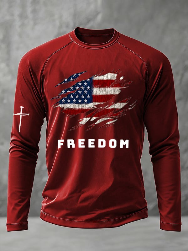 Charlie Kirk Freedom Merch Long Sleeve Shirt U.S Flag Freedom Shirt Charlie Kirk 47 Wore - Image 3