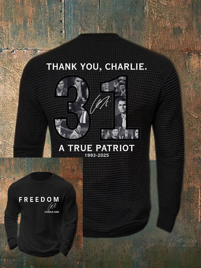 Charlie Kirk Freedom Waffle Hoodie Thank You Charlie A True Patriot Signed CK Clothing - Image 2