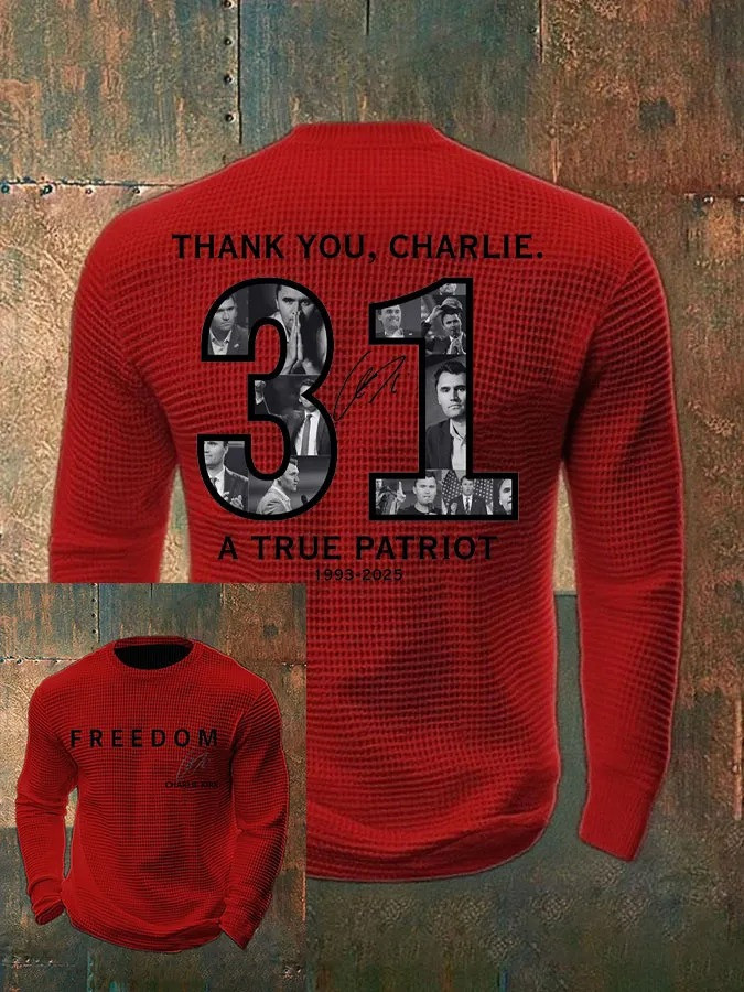 Charlie Kirk Freedom Waffle Long Sleeve Shirt Thank You Charlie 31 A True Patriot Merch - Image 2