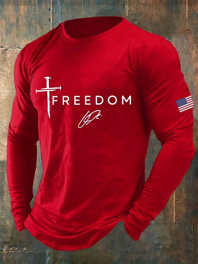 Charlie Kirk Freedom White Men's Long Sleeve Shirt Faith TPUSA Charlie Kirk Merch - Image 2