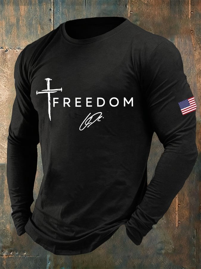 Charlie Kirk Freedom White Men's Long Sleeve Shirt Faith TPUSA Charlie Kirk Merch
