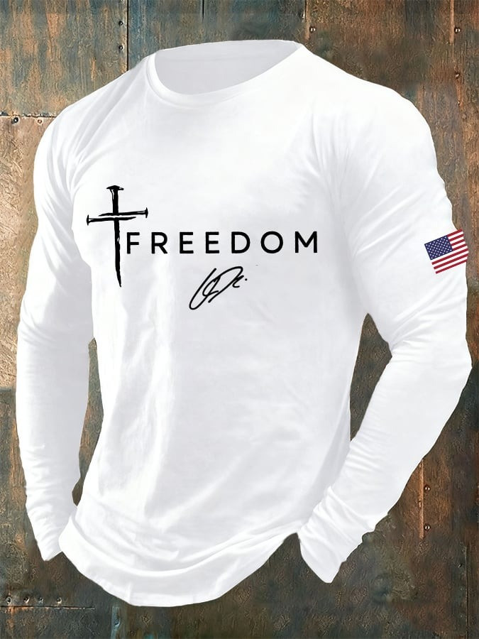 Charlie Kirk Freedom White Men's Long Sleeve Shirt Faith TPUSA Charlie Kirk Merch - Image 3