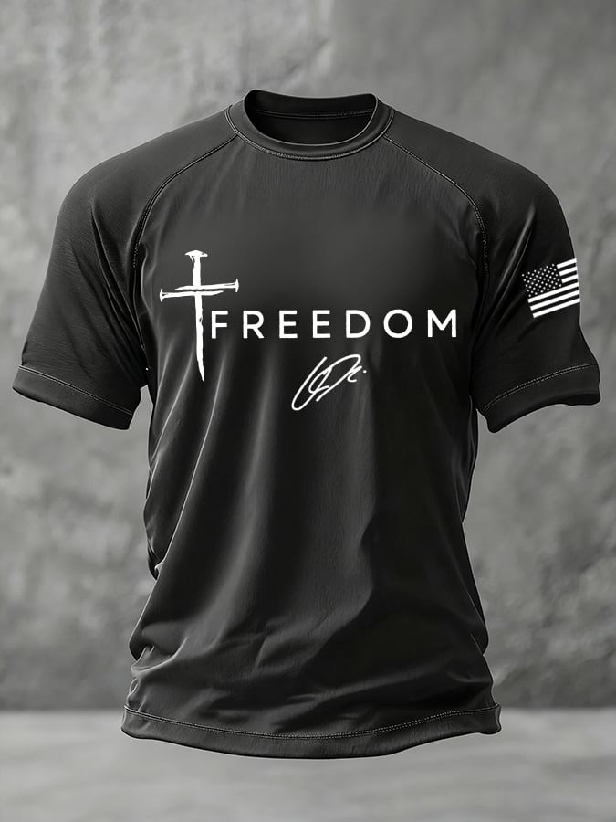 Charlie Kirk Freedom White Shirt Christian Cross Faith TPUSA Charlie Kirk Merch Clothes - Image 3