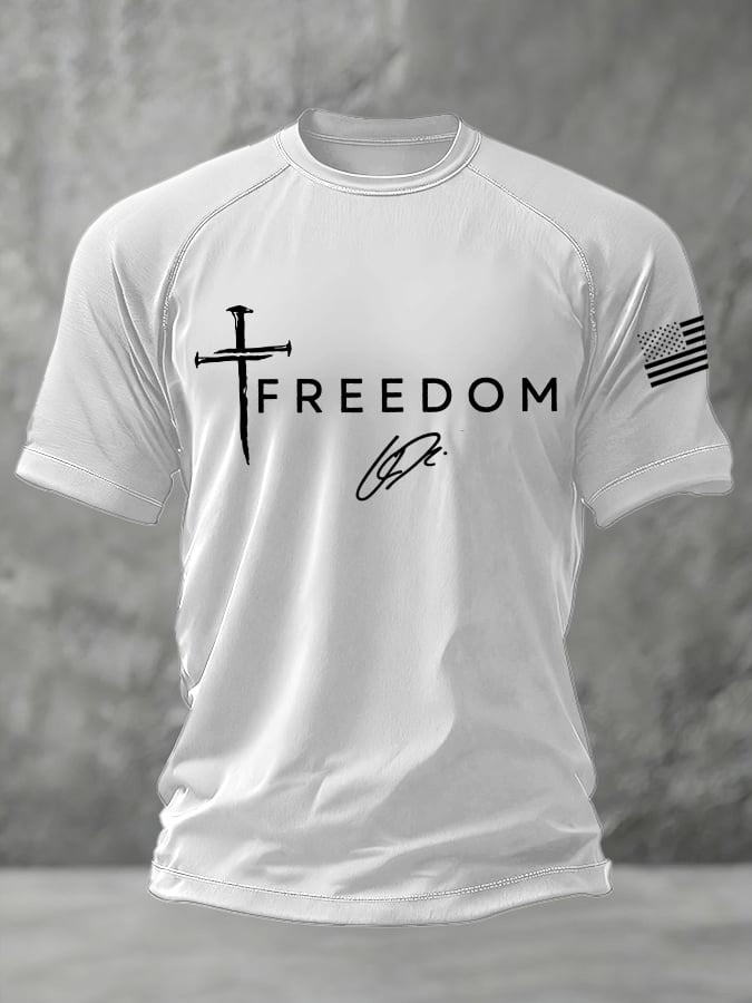 Charlie Kirk Freedom White Shirt Christian Cross Faith TPUSA Charlie Kirk Merch Clothes - Image 2