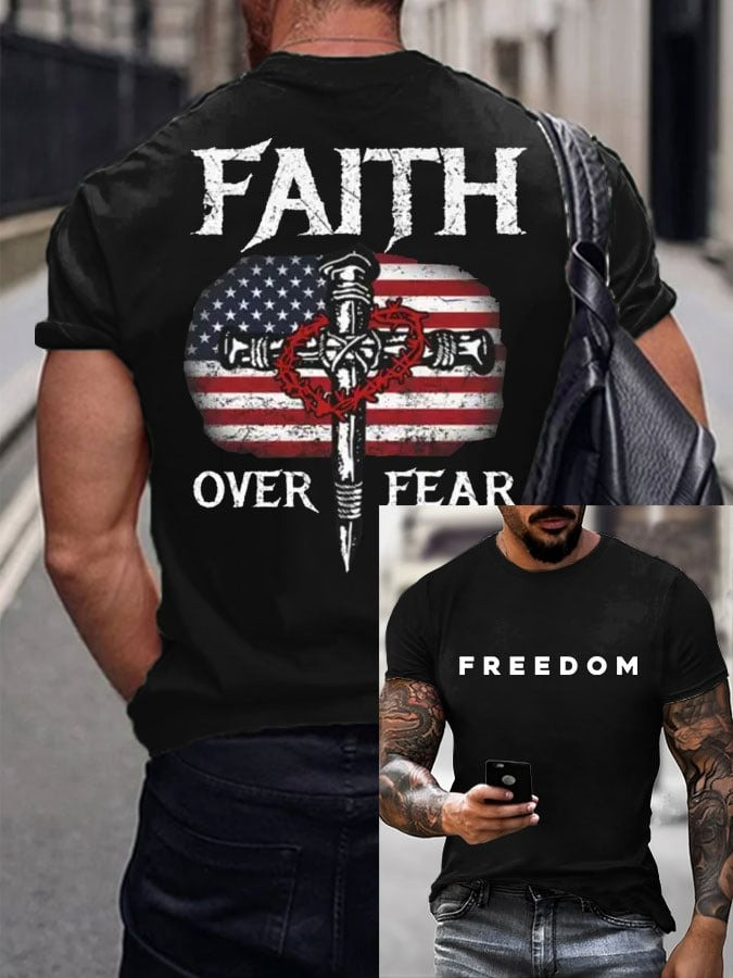 Charlie Kirk Freedom White Shirt Faith Over Fear Tribute TPUSA Charlie Kirk Merch - Image 3