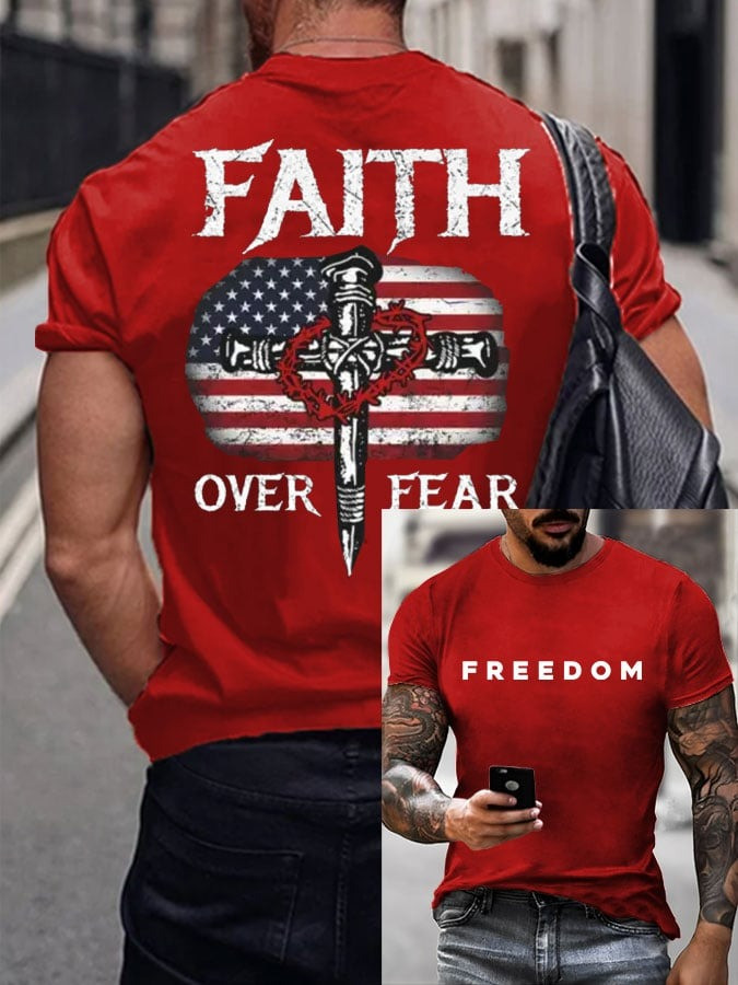 Charlie Kirk Freedom White Shirt Faith Over Fear Tribute TPUSA Charlie Kirk Merch - Image 2
