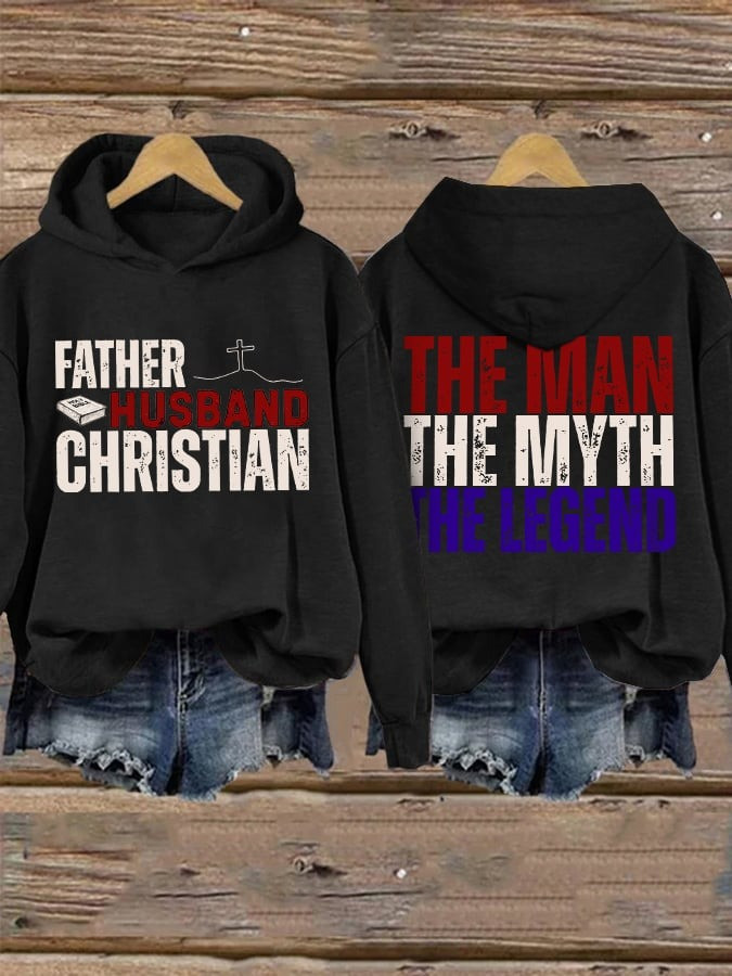 Charlie Kirk Hoodie Father Husband Christian The Man The Myth The Legend Inspired Apparel