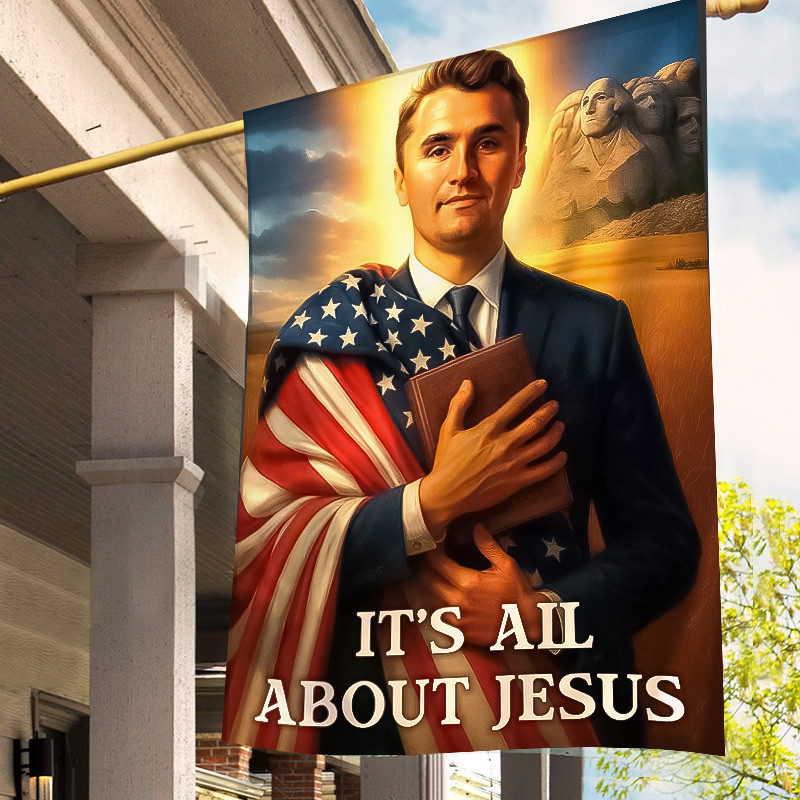 Charlie Kirk It's All About The Jesus American Flag Turning Point USA TPUSA Memorial Merch