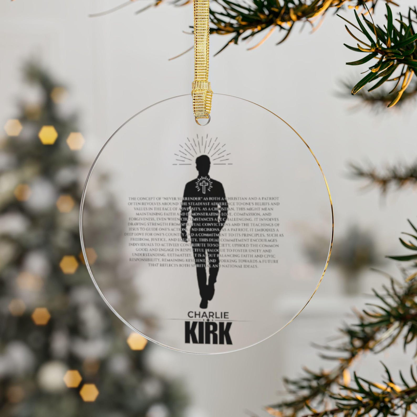 Charlie Kirk Memorial Christmas Ornament Remembrance Tribute Charlie Kirk Merchandise