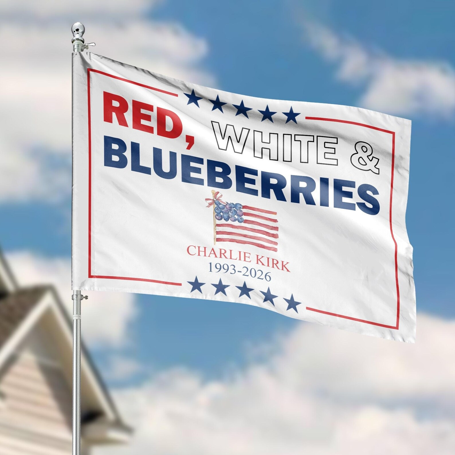 Charlie Kirk Red White And Blueberries Flag Turning Point USA Trump Supporters Merch Decor