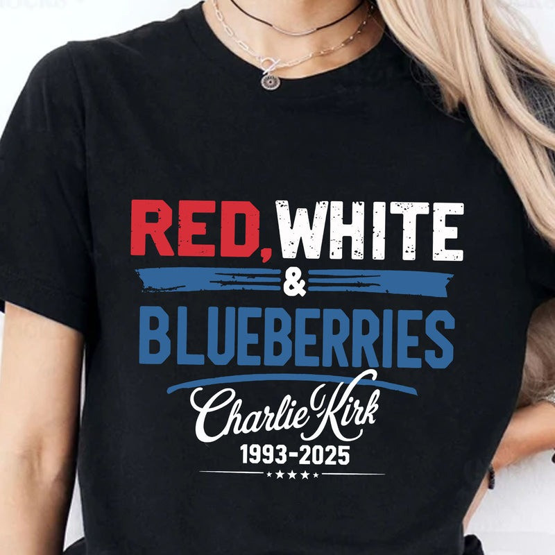 Charlie Kirk Red White And Blueberries Shirt Rest In Peace RIP Charlie Kirk Men's Tee Gifts - Image 2