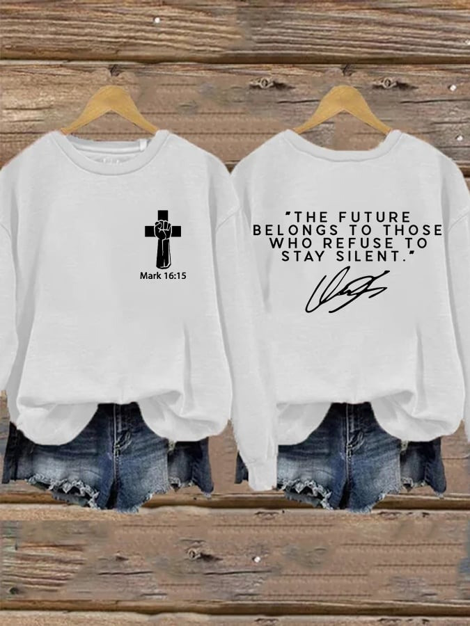 Charlie Kirk Sweatshirt The Future Belongs To Those Who Refuse To Stay Silent Faith Clothing - Image 2