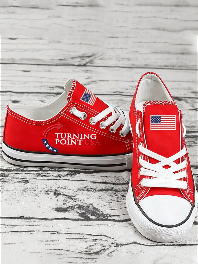 Charlie Kirk The Turning Point USA Canvas Shoes In Memorial Of Charlie Kirk Sneakers Merch