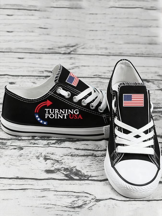 Charlie Kirk The Turning Point USA Canvas Shoes In Memorial Of Charlie Kirk Sneakers Merch - Image 2