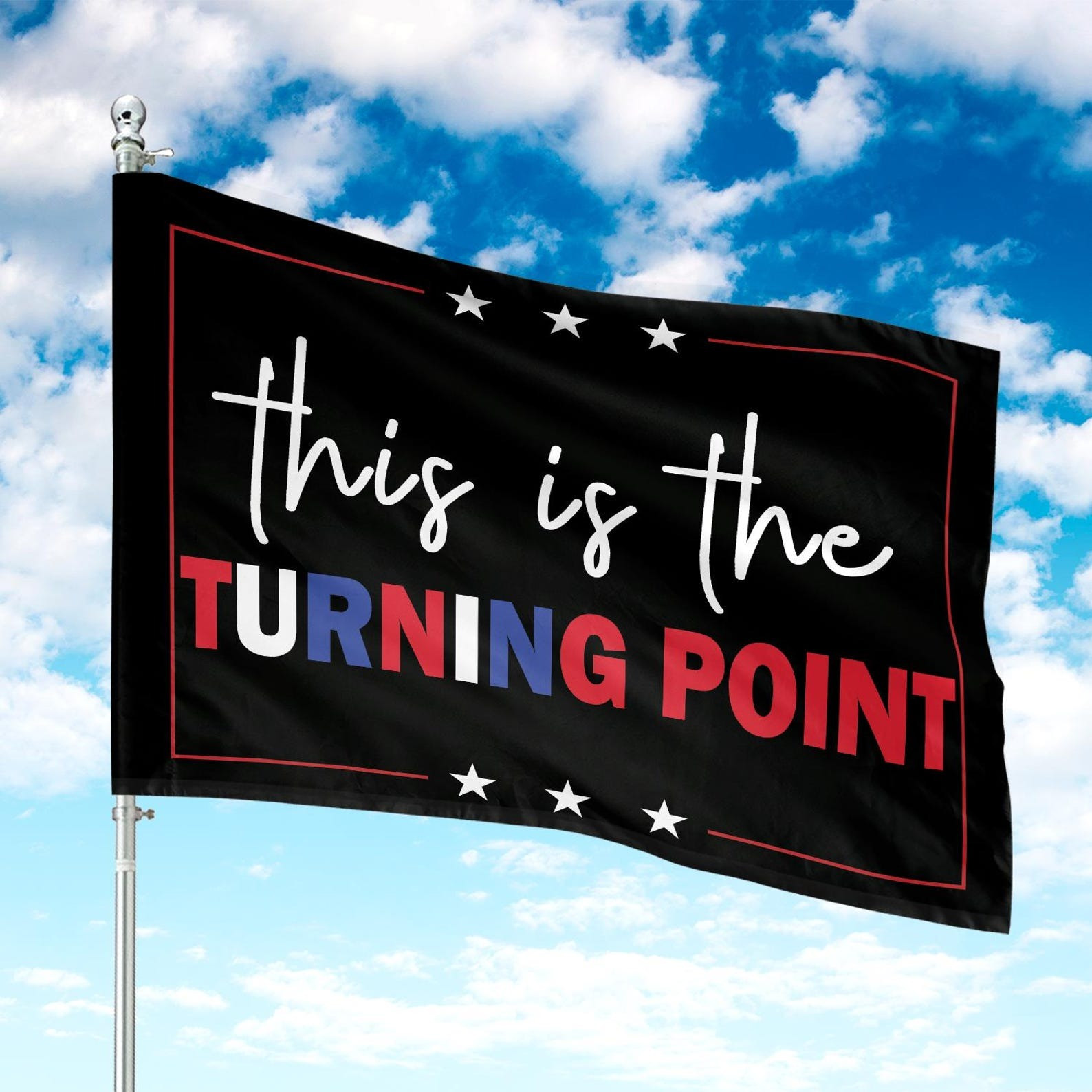 Charlie Kirk This Is The Turning Point Flag TPUSA Tribute Charlie Kirk Merchandise Hanging