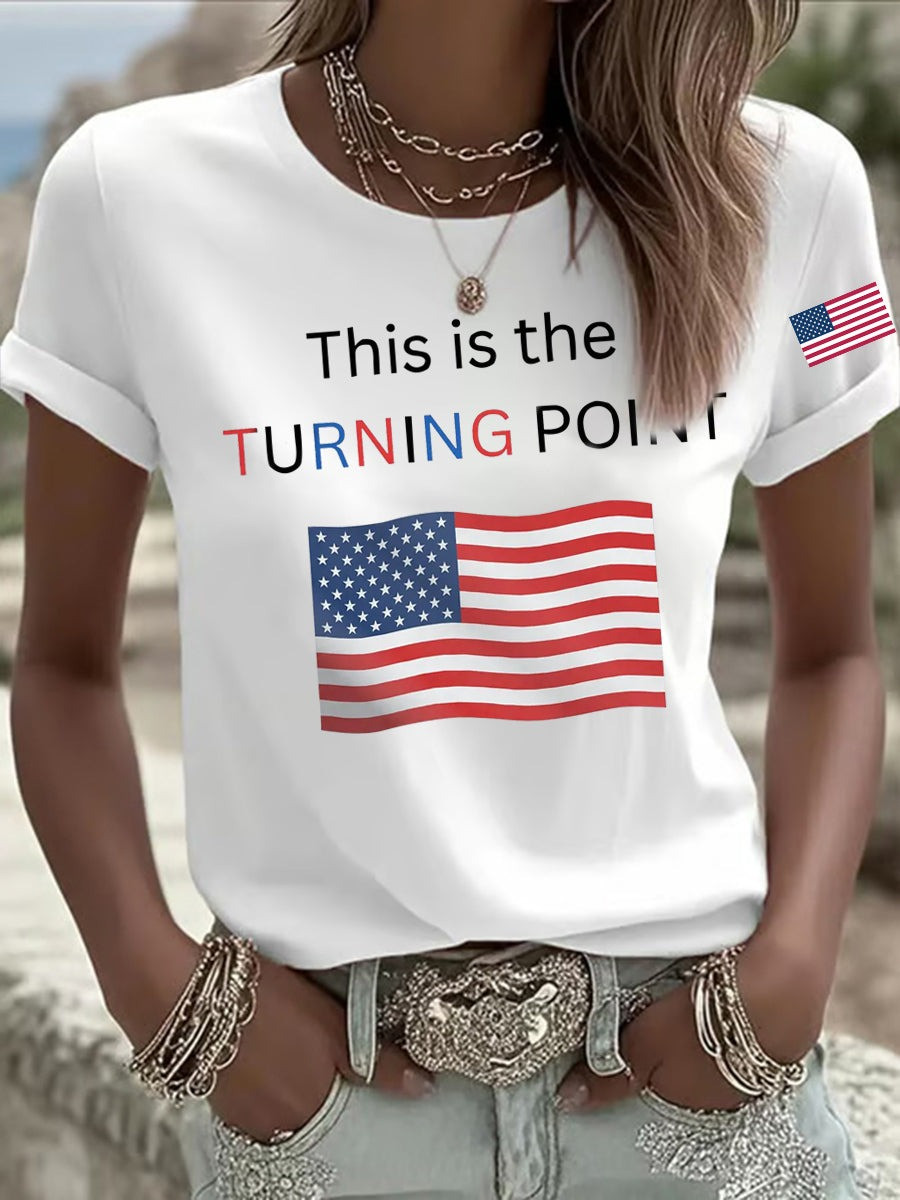 Charlie Kirk This Is The Turning Point USA Women's T-Shirt American Flag TPUSA Merch Store