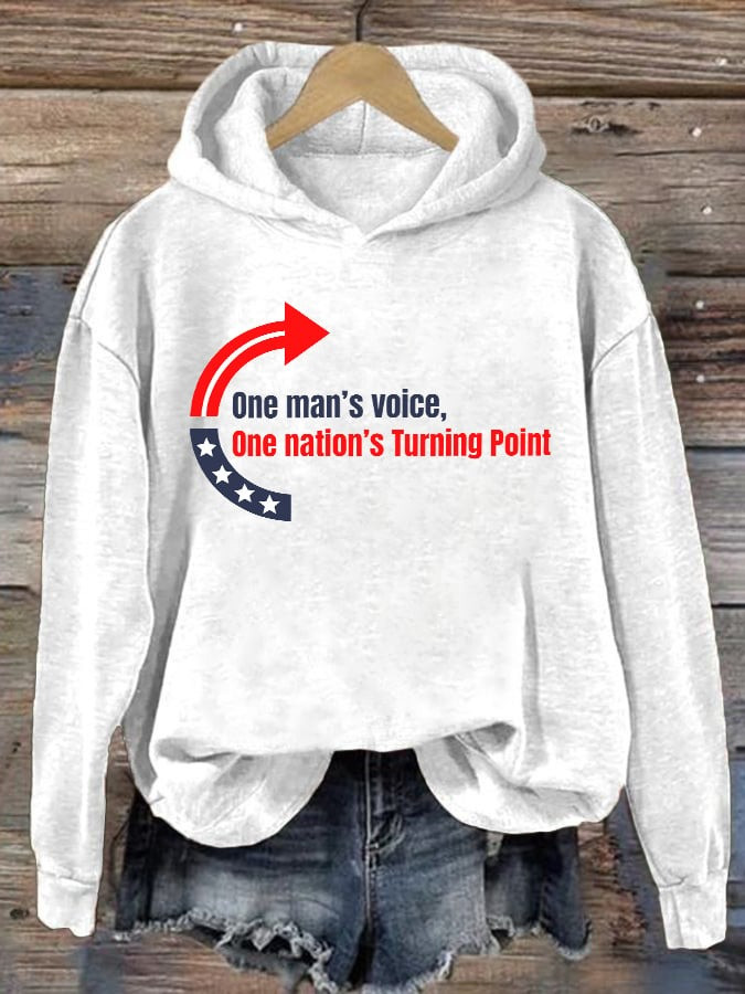 Charlie Kirk TPUSA Hoodie One Man's Voice One Nation's Turning Point USA Memorial Merch - Image 2
