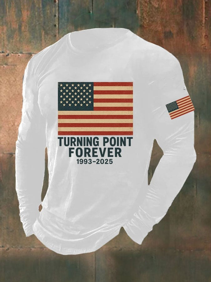 Charlie Kirk Turning Point Forever Men's Long Sleeve Shirt RIP Charlie Kirk Memorial Apparel