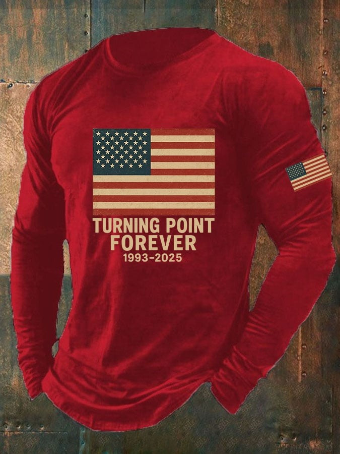Charlie Kirk Turning Point Forever Men's Long Sleeve Shirt RIP Charlie Kirk Memorial Apparel - Image 2