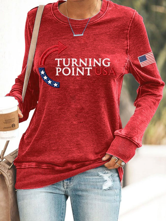 Charlie Kirk Turning Point USA Women's Sweatshirt TPUSA Charlie Kirk Memorial Clothing