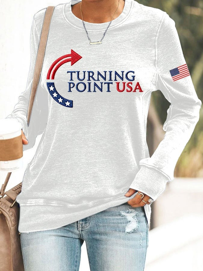 Charlie Kirk Turning Point USA Women's Sweatshirt TPUSA Charlie Kirk Memorial Clothing - Image 2