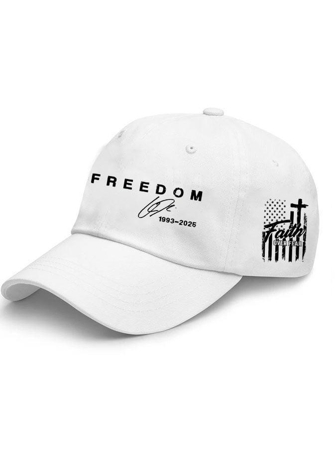 Charlie Kirk White Freedom Hat Signed TPUSA Merch Faith Over Fear Charlie Kirk Memorial Cap - Image 2