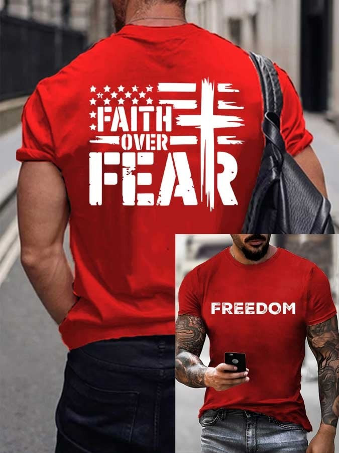 Charlie Kirk White Freedom Shirt Was Wearing Faith Over Fear Charlie Memorial Merch Gifts